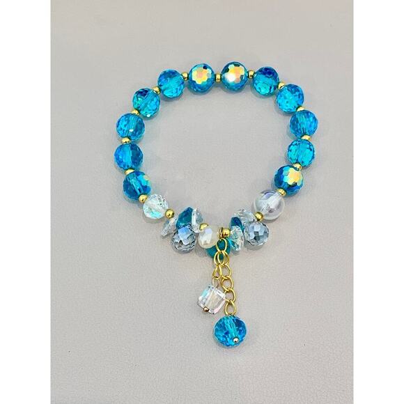 Blue Swarovski Beaded Bracelet With Charms - Picture 2 of 7